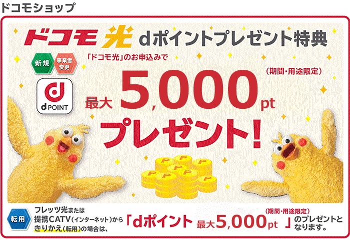 【ドコモショップ限定】ドコモ光 1ギガ お申込みdポイントプレゼント特典