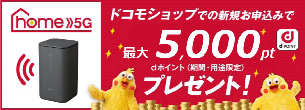 【ドコモショップ限定】home 5G お申込みdポイントプレゼント特典
